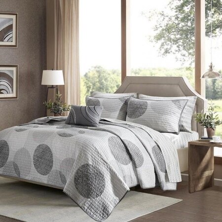 Madison Park Essentials Madison Park MPE13-310 8 Pieces Grey Knowles Complete Coverlet Set; Queen MPE13-310